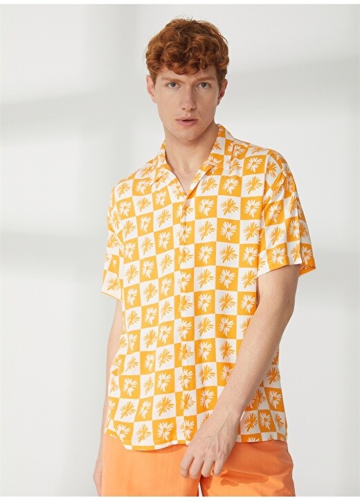 

Мужская рубашка Normal оранжевого цвета с рисунком Jack & Jones