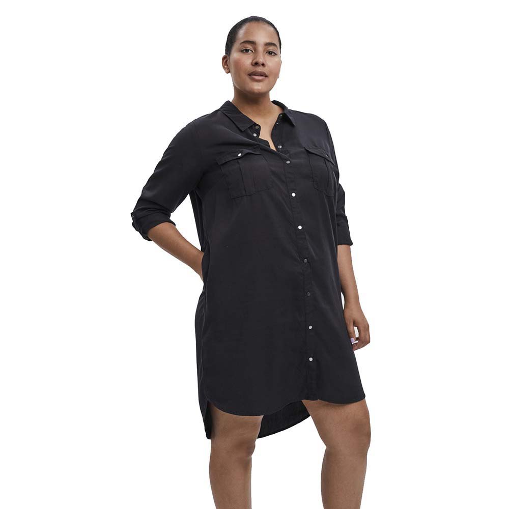 Платье с длинным рукавом Vero Moda Curve Sila Mix, черный блузка vero moda 10210358 черный m