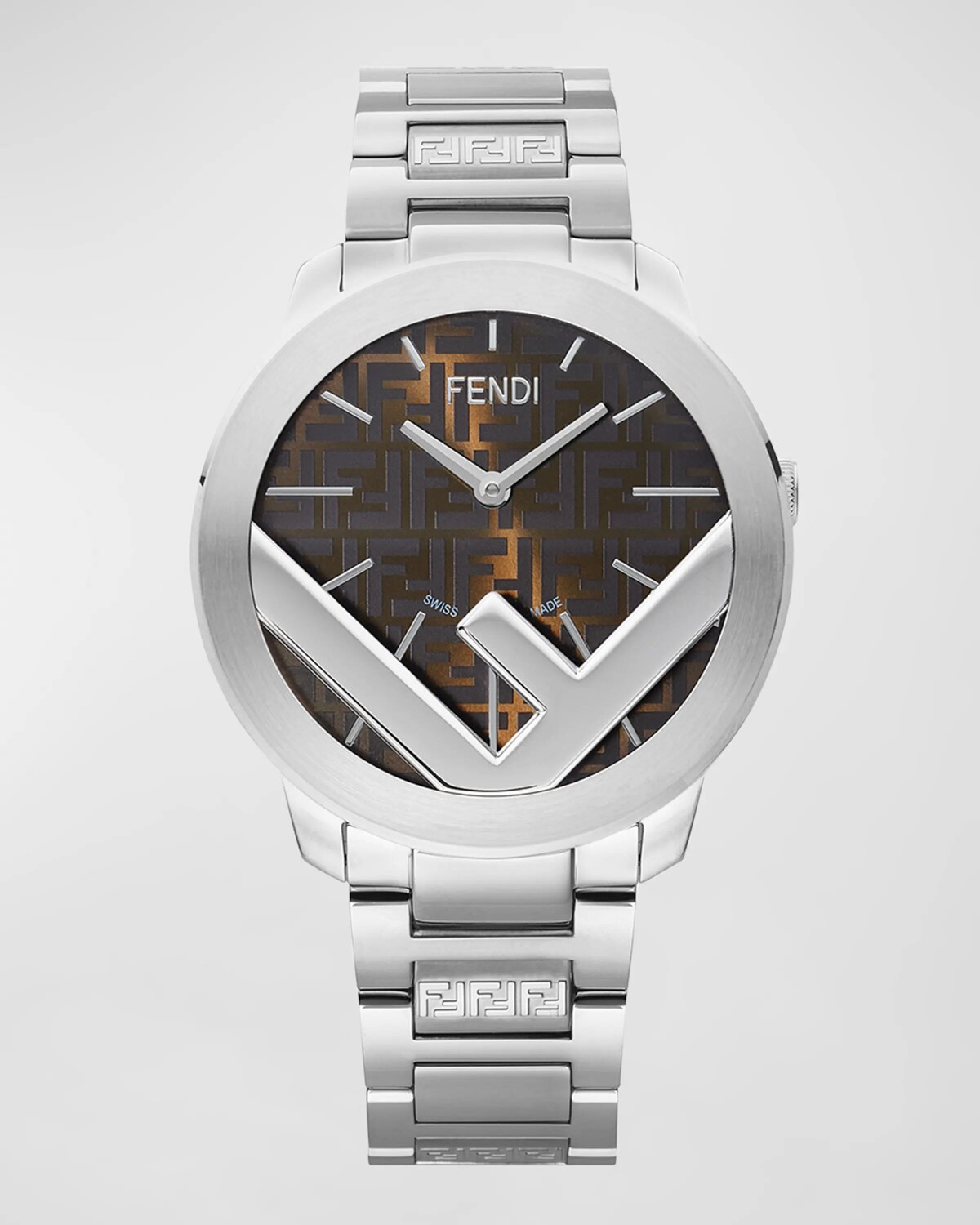 

Мужские часы F Is Fendi с браслетом из нержавеющей стали, 41 мм, цвет Brown Nero