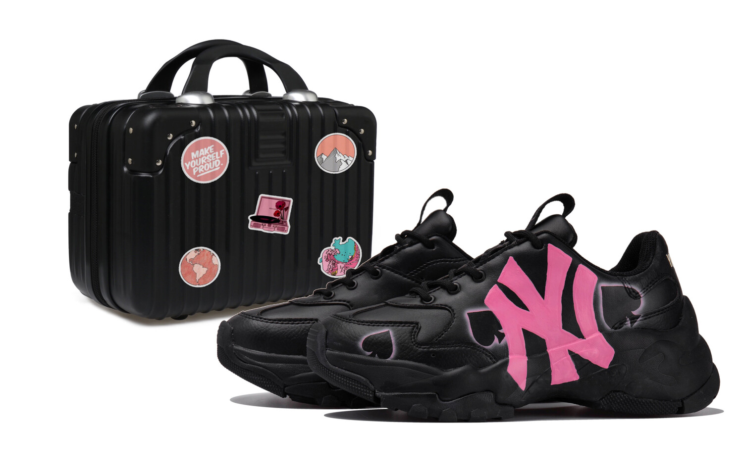 

Кроссовки MLB Big Ball Chunky Chunky Sneakers Unisex Low-top Black/pink, черный/розовый