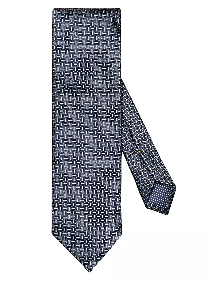 Шелковый галстук с геометрическим рисунком Eton, темно-синий темно синий шелковый галстук с геометрическим принтом chris