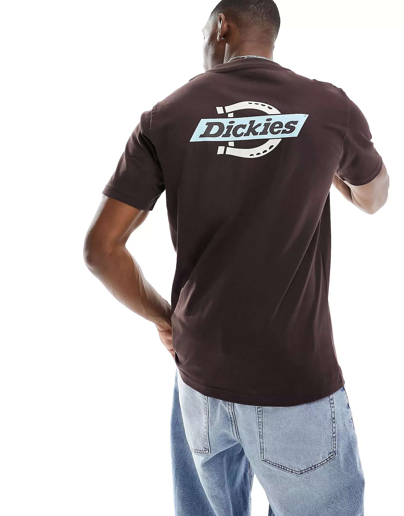 

Коричневая футболка с принтом на спине Dickies, Коричневый