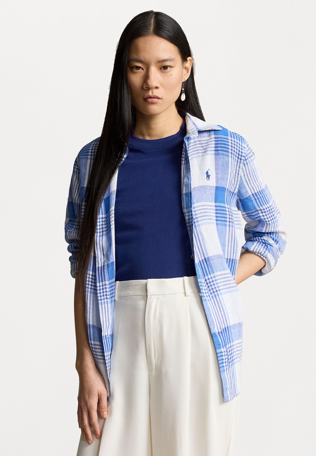 Блузка-рубашка LONG SLEEVE BUTTON FRONT SHIRT Polo Ralph Lauren, цвет white/blue multi