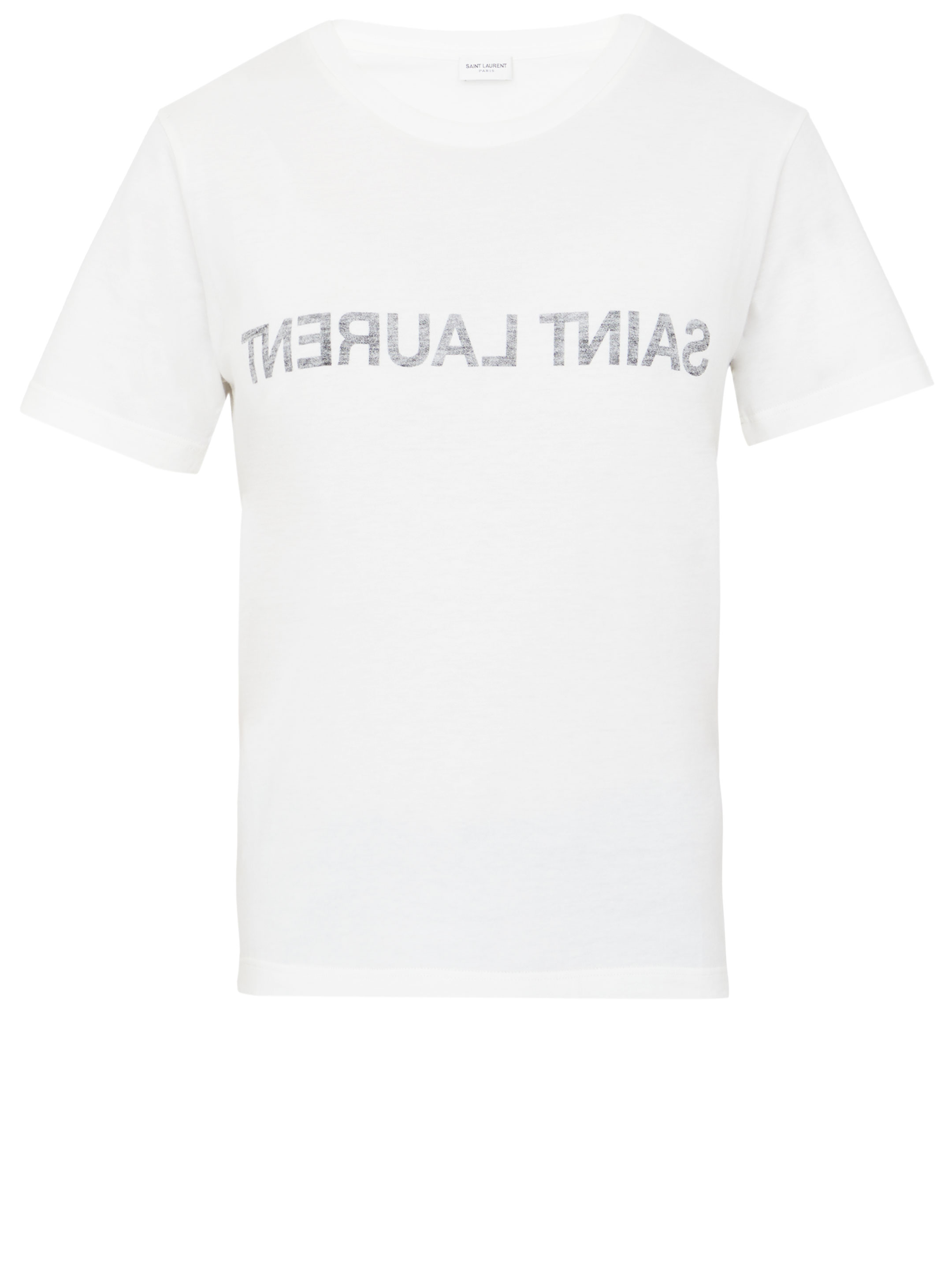 Футболка Saint Laurent Reverse logo, белый простая женская футболка с круглым вырезом и длинными рукавами 14 18 кремового цвета