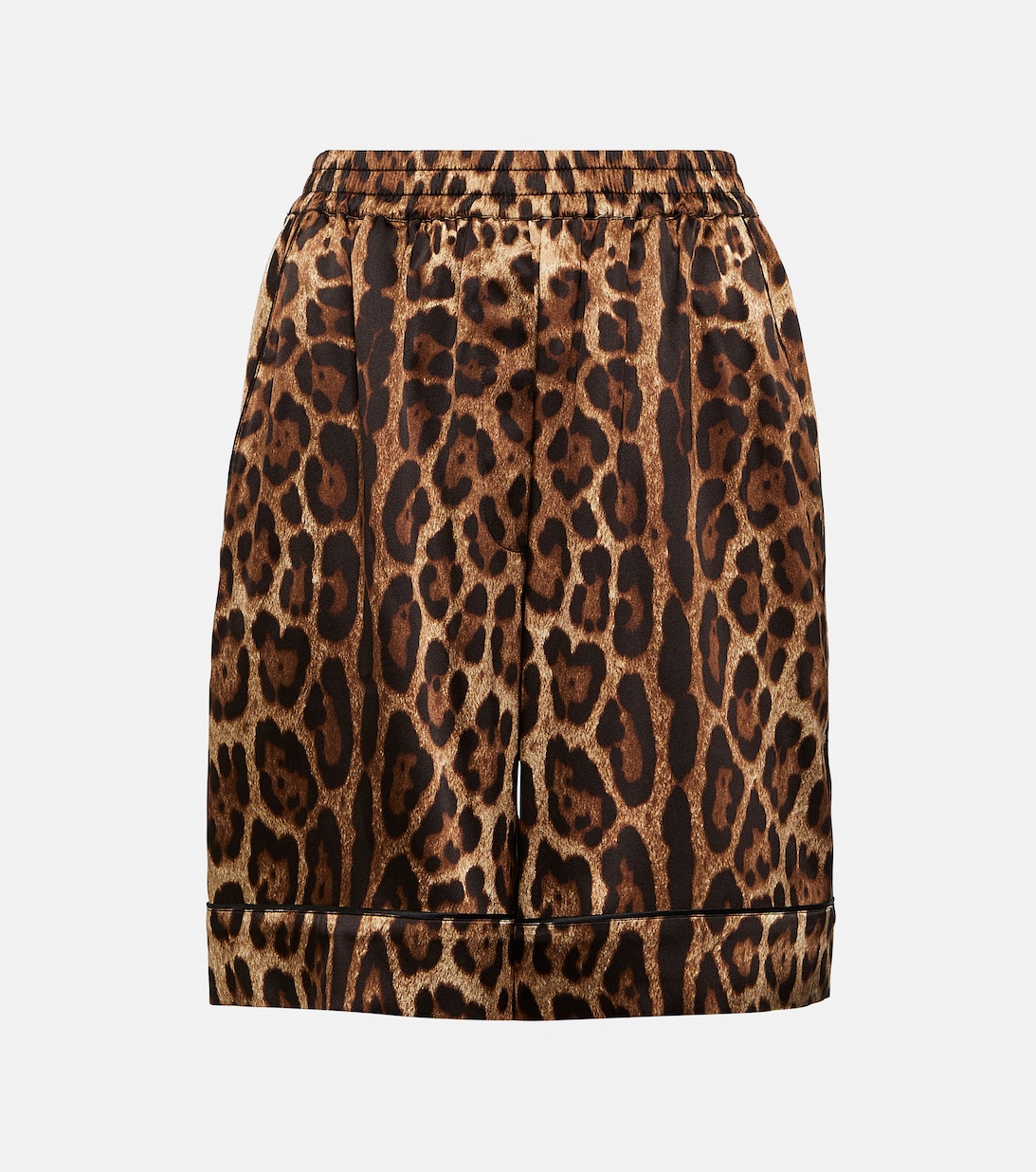 Шелковая мини-юбка с леопардовым принтом DOLCE&GABBANA, коричневый