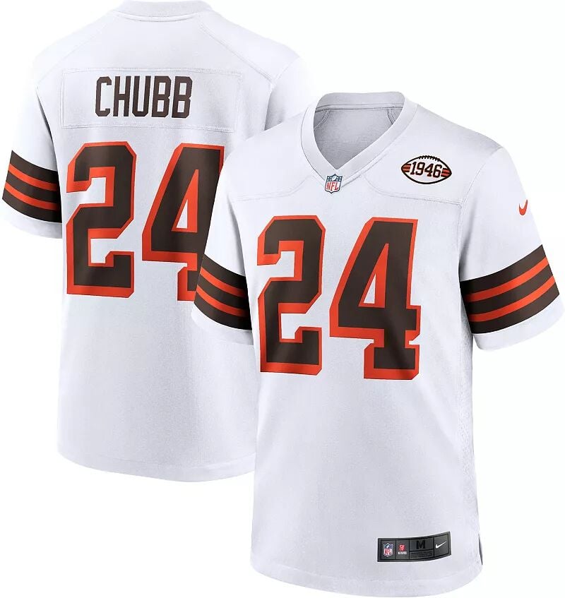 

Nike Youth Cleveland Browns Nick Chubb # 24 Альтернативная белая игровая майка