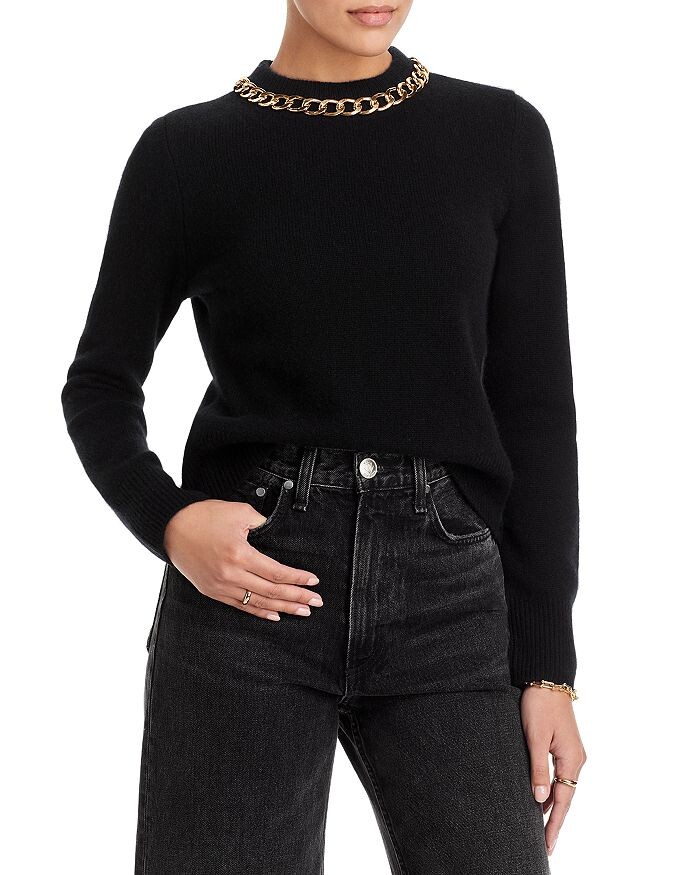 

Кашемировый свитер с круглым вырезом и цепочкой — 100% эксклюзив C by Bloomingdale's Cashmere, Черный