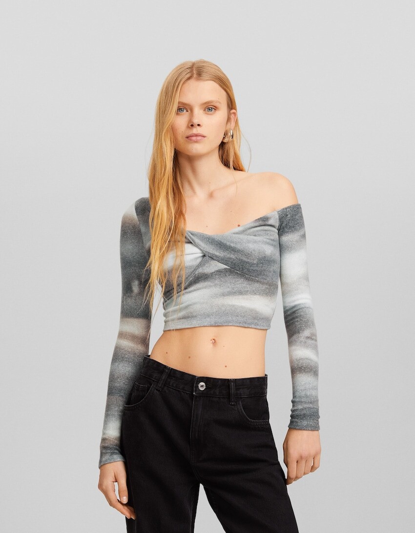 

Завязанный свитер Bershka, синий