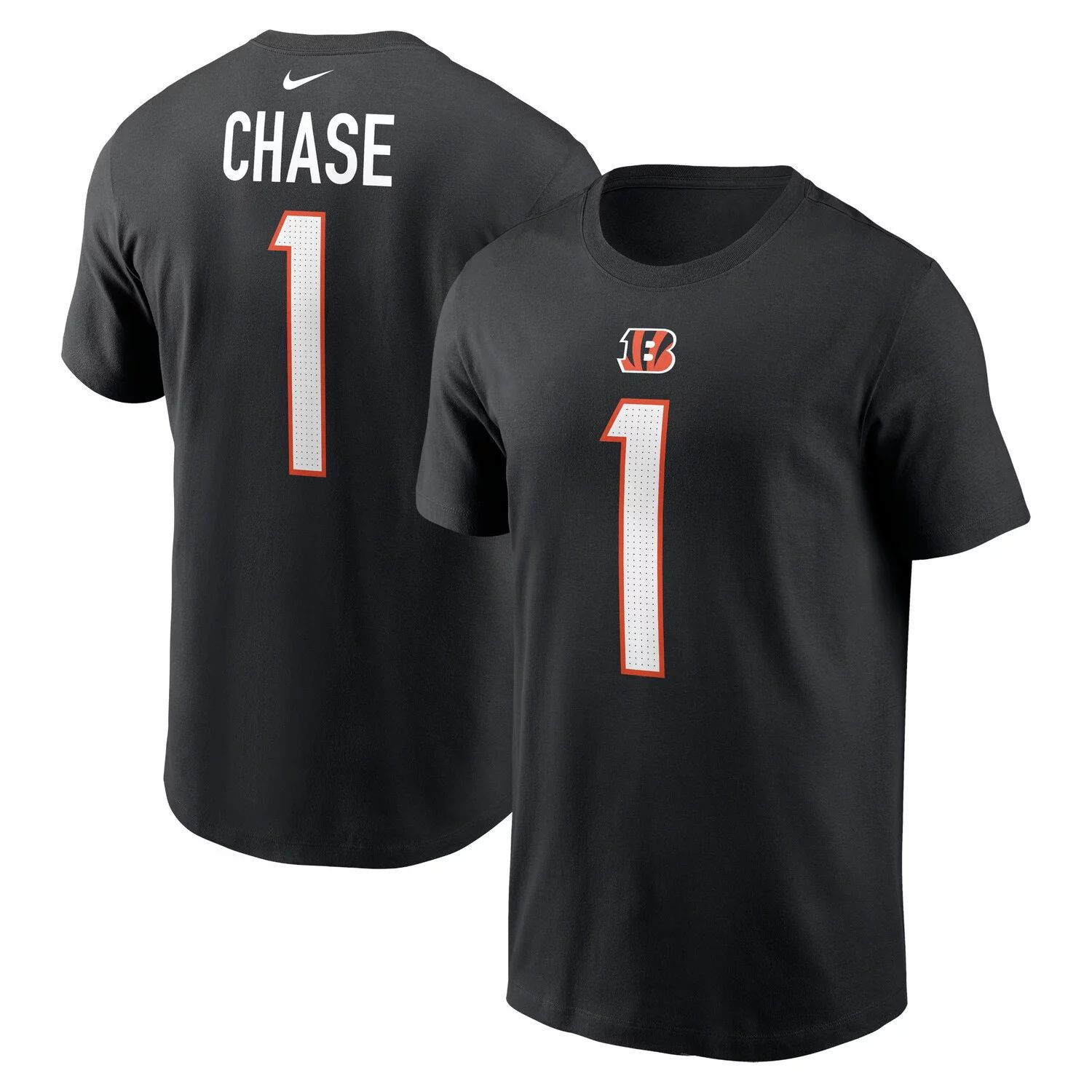 Мужская черная футболка Ja'Marr Chase Cincinnati Bengals с именем и номером игрока Nike