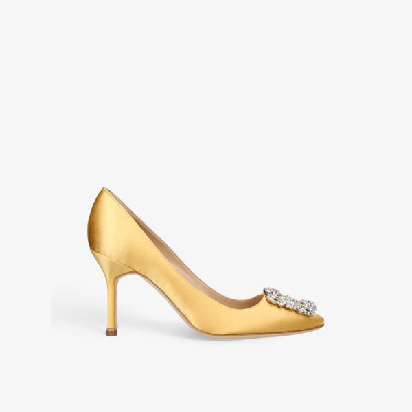 

Атласные корты Hangisi 90, украшенные кристаллами Manolo Blahnik, цвет mustard