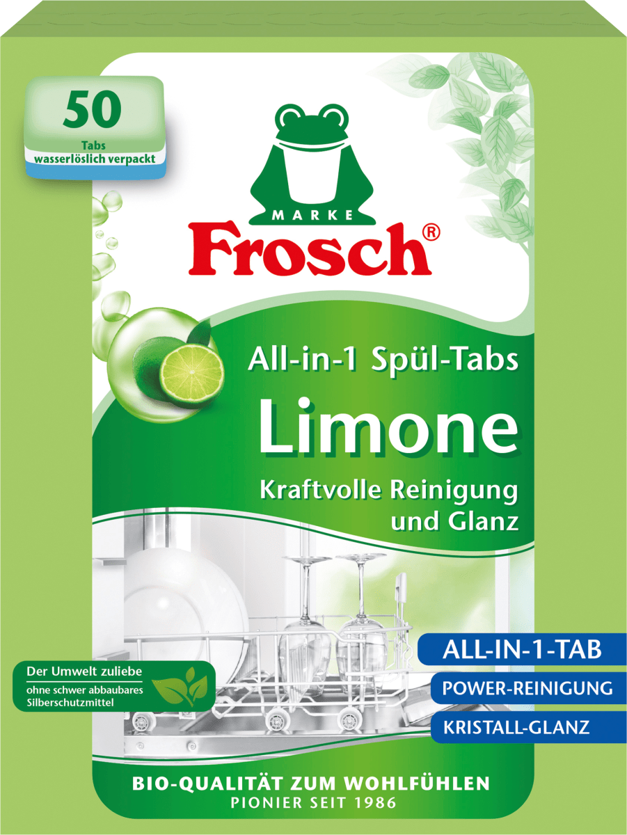 Таблетки для посудомоечной машины Lime all-in-1 50 шт. Frosch