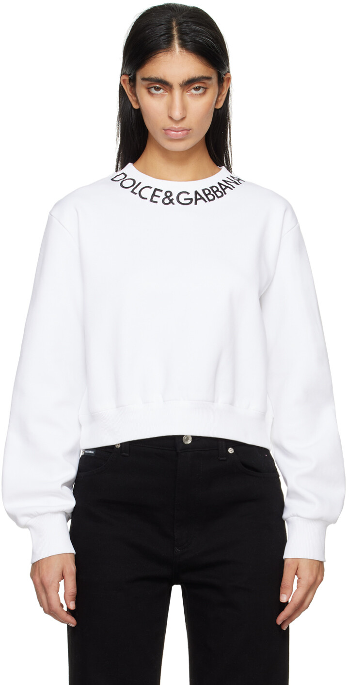 

Белый укороченный свитшот Dolce&Gabbana