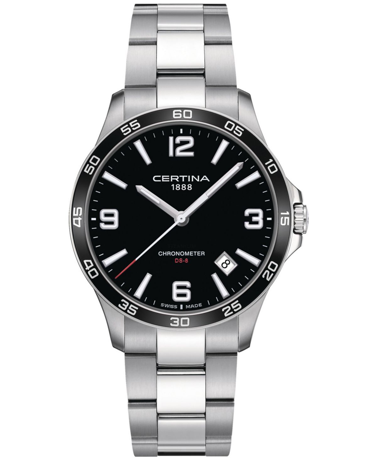 цена Мужские швейцарские часы DS-8 с браслетом из нержавеющей стали 42 мм Certina