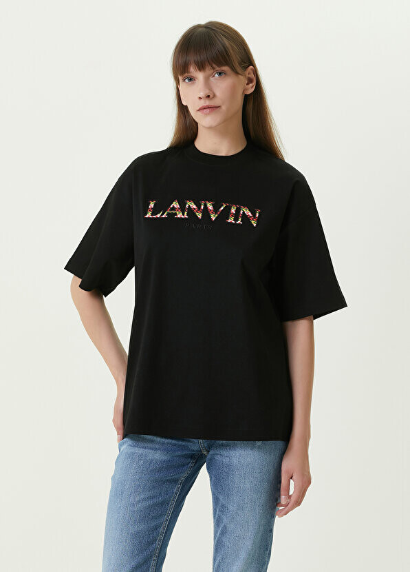 

Черная футболка с круглым вырезом и логотипом Lanvin, Черный