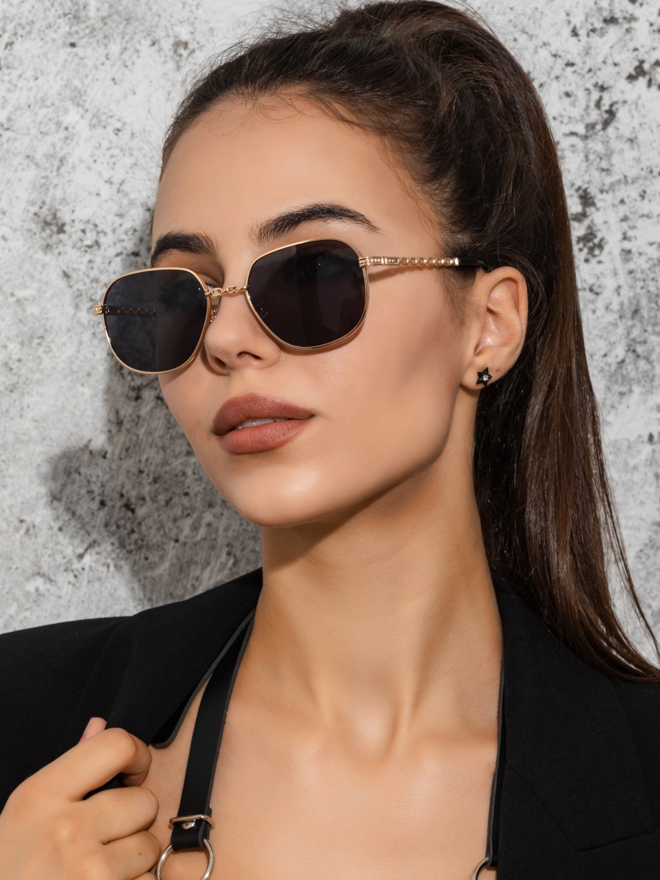 цена 1 шт. женские металлические овальные солнцезащитные очки