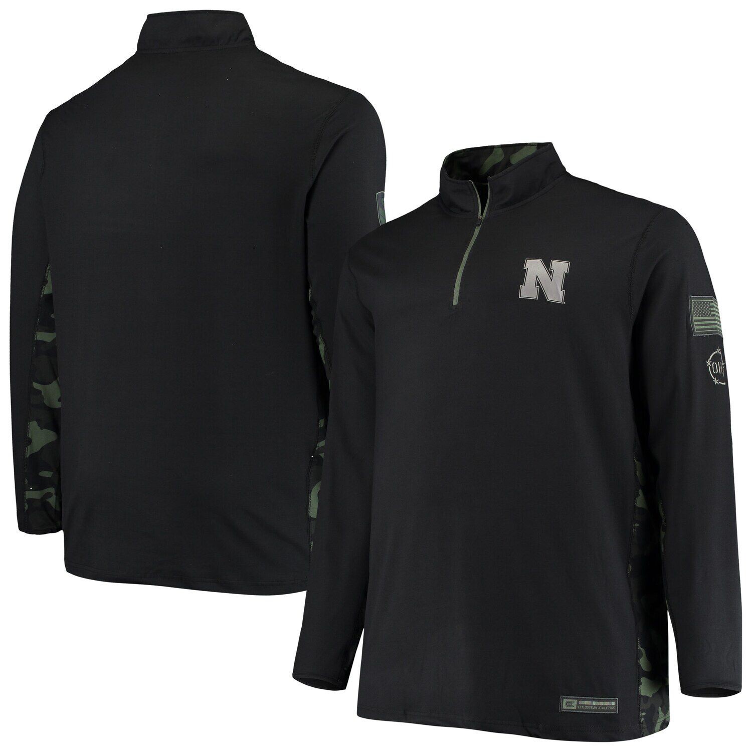 

Мужская черная куртка Nebraska Huskers OHT Military Appreciation, большая и высокая куртка с молнией на четверть Colosseum