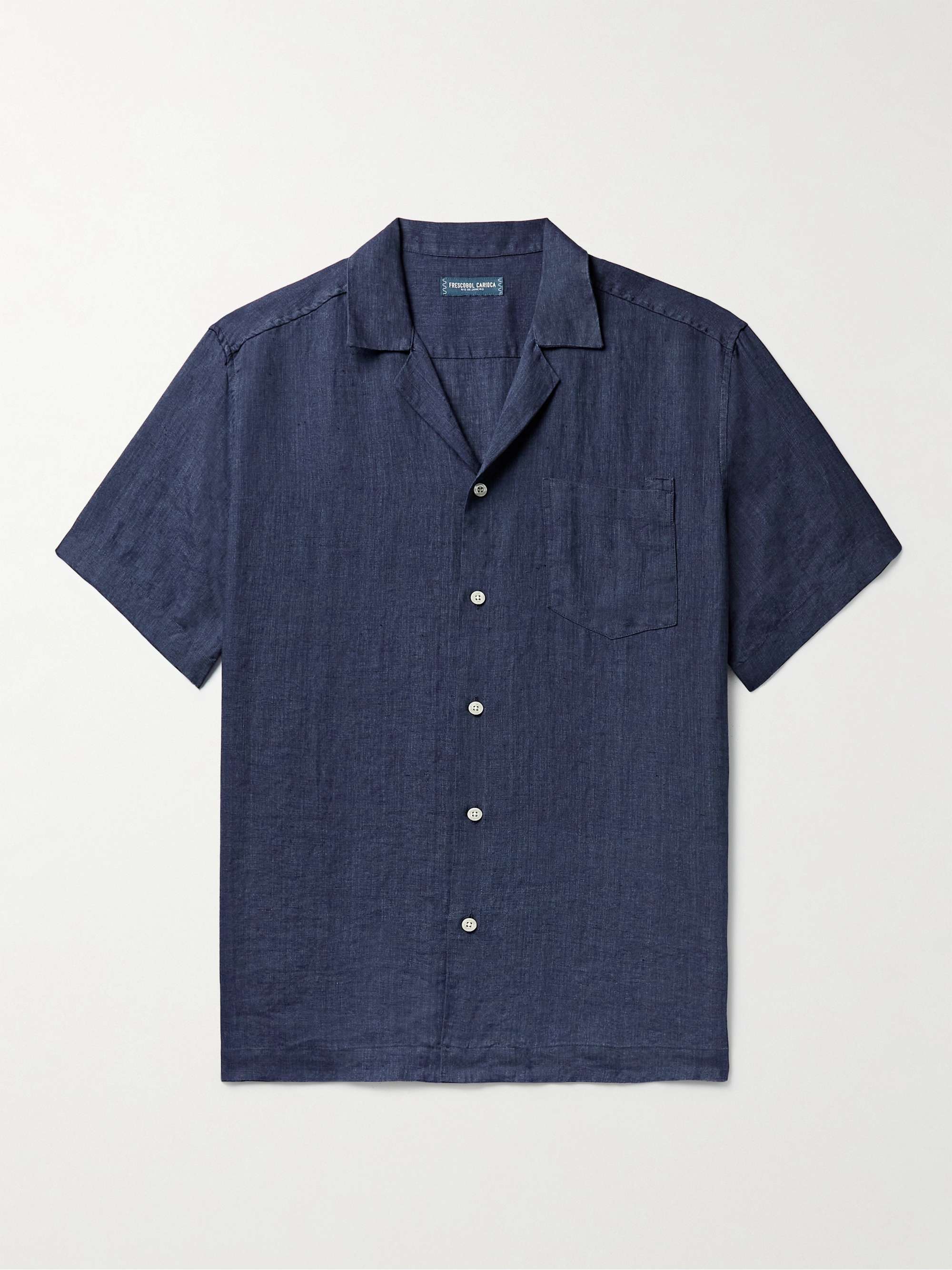 Льняная рубашка Angelo Camp-Collar Frescobol Carioca, синий