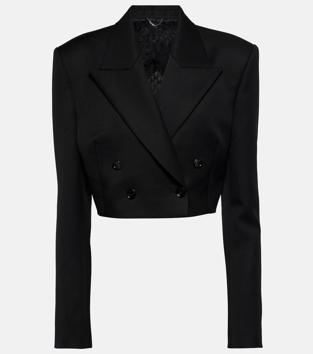 Двубортный укороченный шерстяной пиджак Magda Butrym, черный