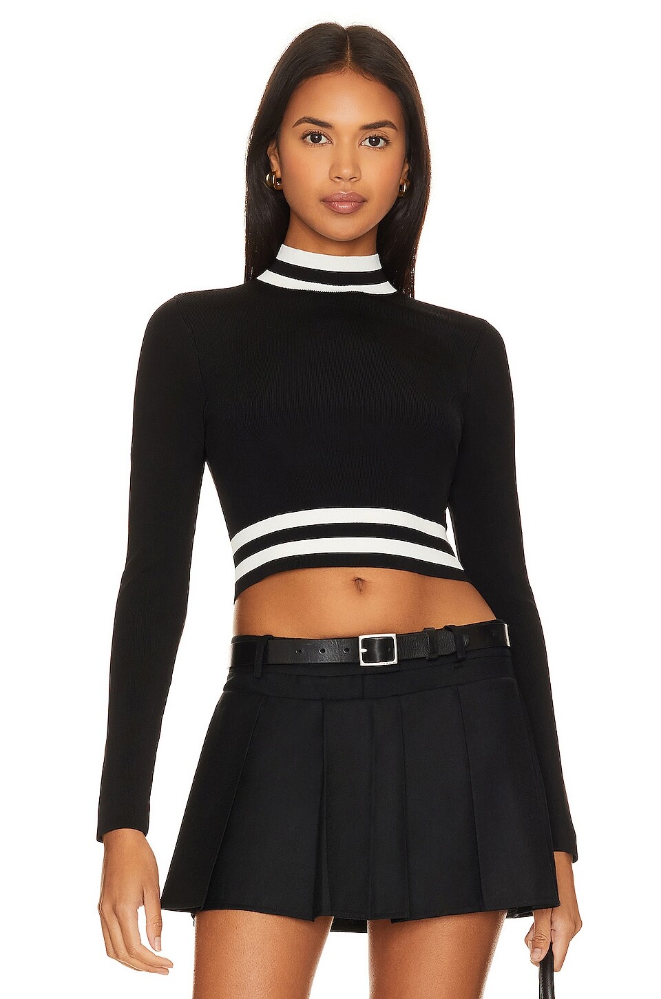 

Пуловер Alice + Olivia Karin Crop, цвет Black & Soft White