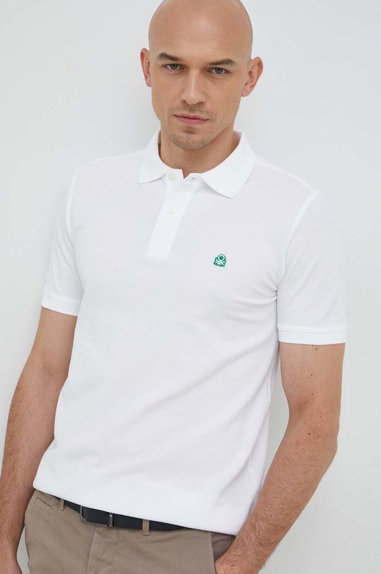 Хлопковая рубашка-поло United Colors of Benetton, белый