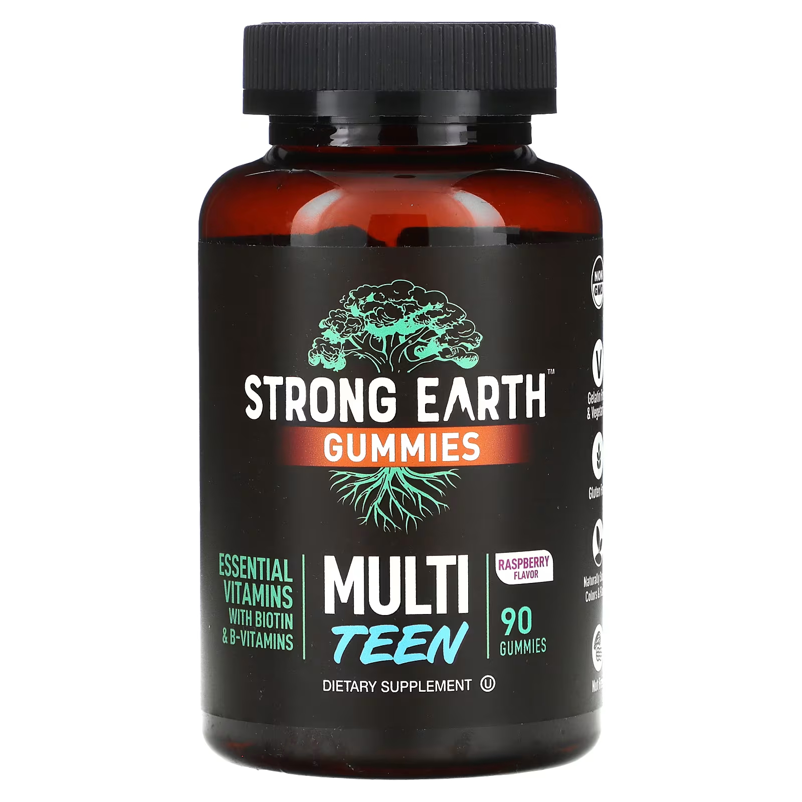 Пищевая добавка YumV's Strong Earth Gummies Multi Teen Raspberry, 90 жевательных конфет