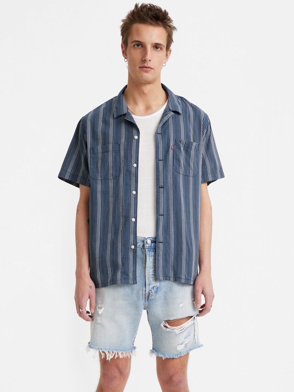 

Рубашка Levi's Classic Stripe Camp Collar, синяя