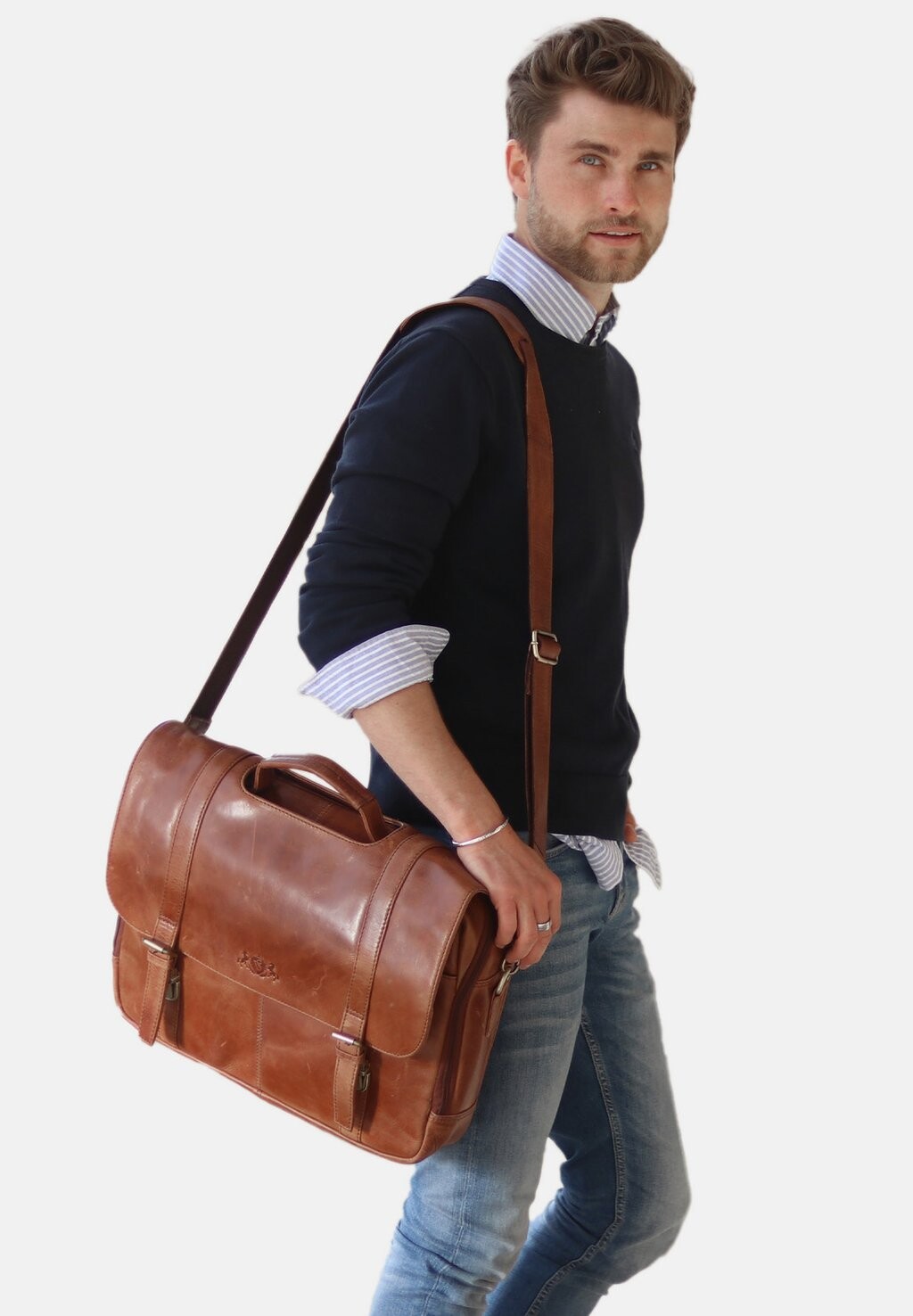 

Портфель XL SMART LAPTOP BAG 15" SID & VAIN, цвет braun cognac