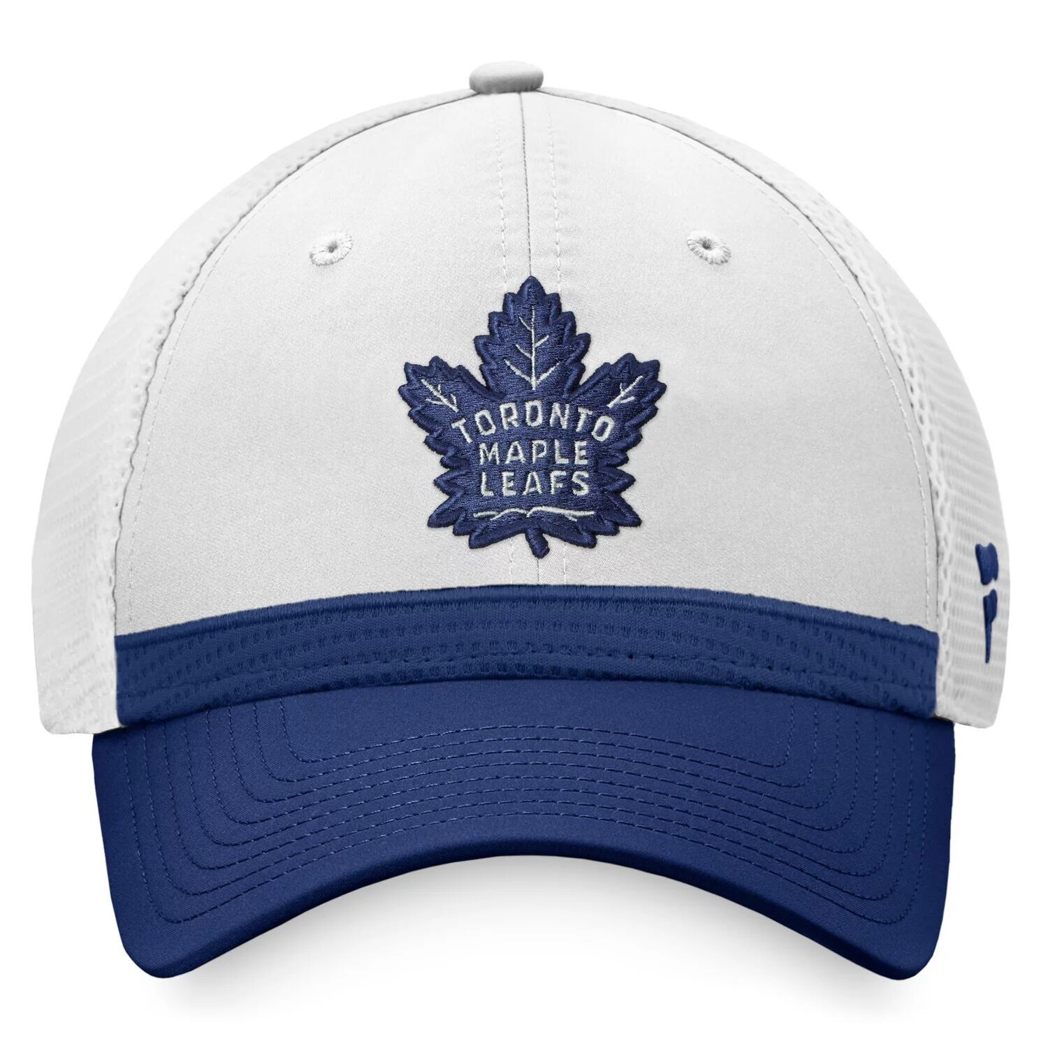 

Мужская фирменная белая/синяя бейсболка Fanatics Toronto Maple Leafs 2021 NHL Draft Authentic Pro On Stage Trucker Snapback Hat