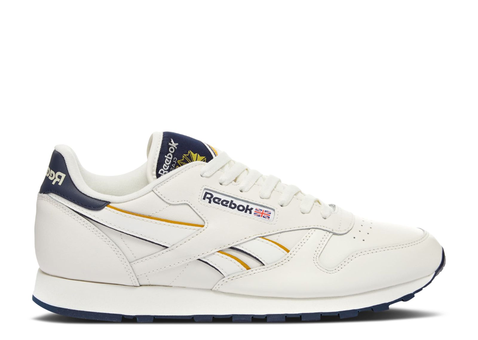 

Кроссовки Reebok Classic Leather 'Chalk Vector Navy Gold', белый