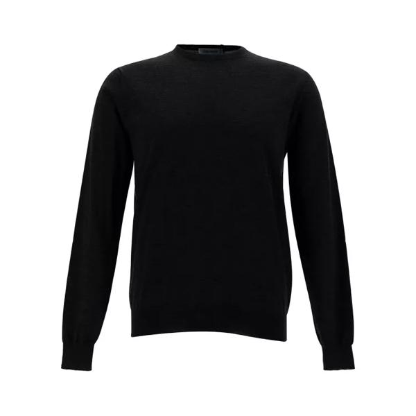 Свитер grey crewneck sweater with ribbed trims in wool Gaudenzi, черный