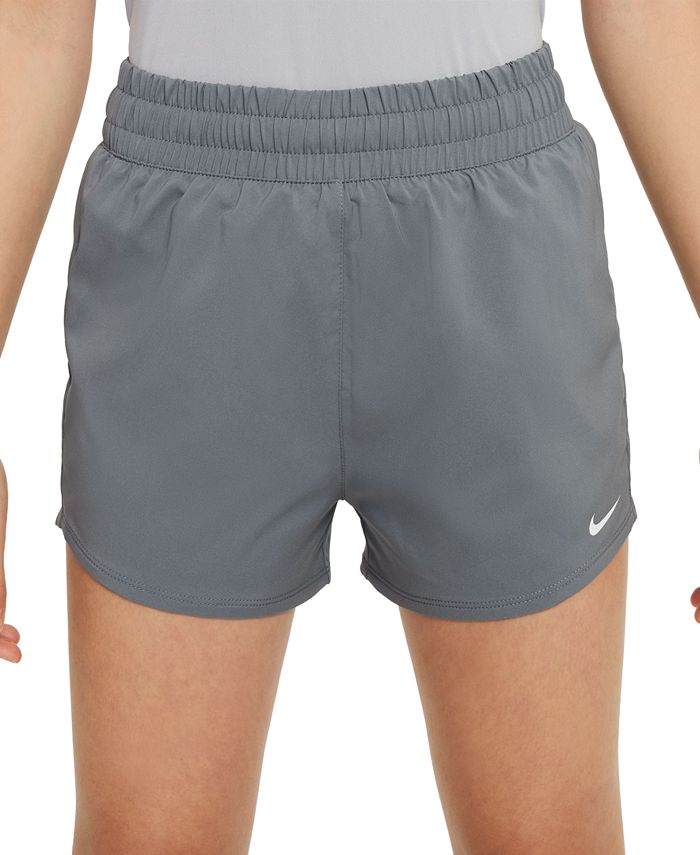 агулянский леон бег ради жизни Тканые тренировочные шорты с высокой талией Big Girls One Dri-FIT Nike, серый