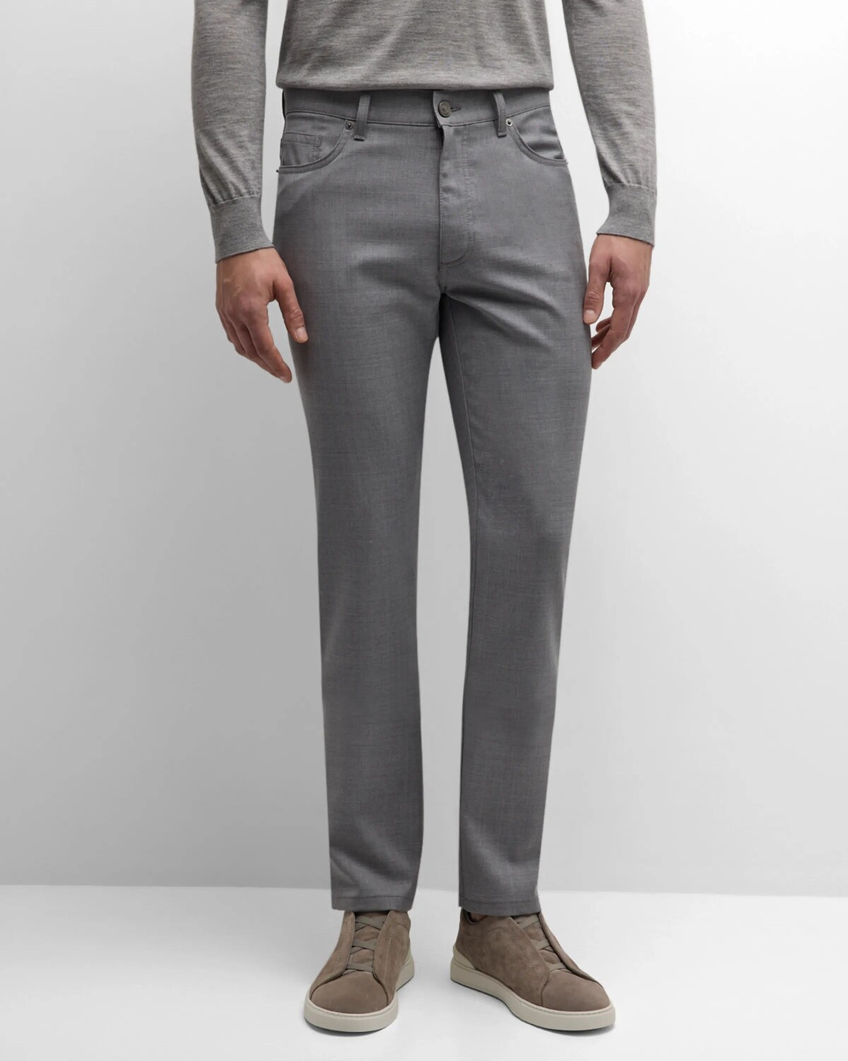 

Мужские шерстяные брюки прямого кроя с 5 карманами ZEGNA, цвет Gray