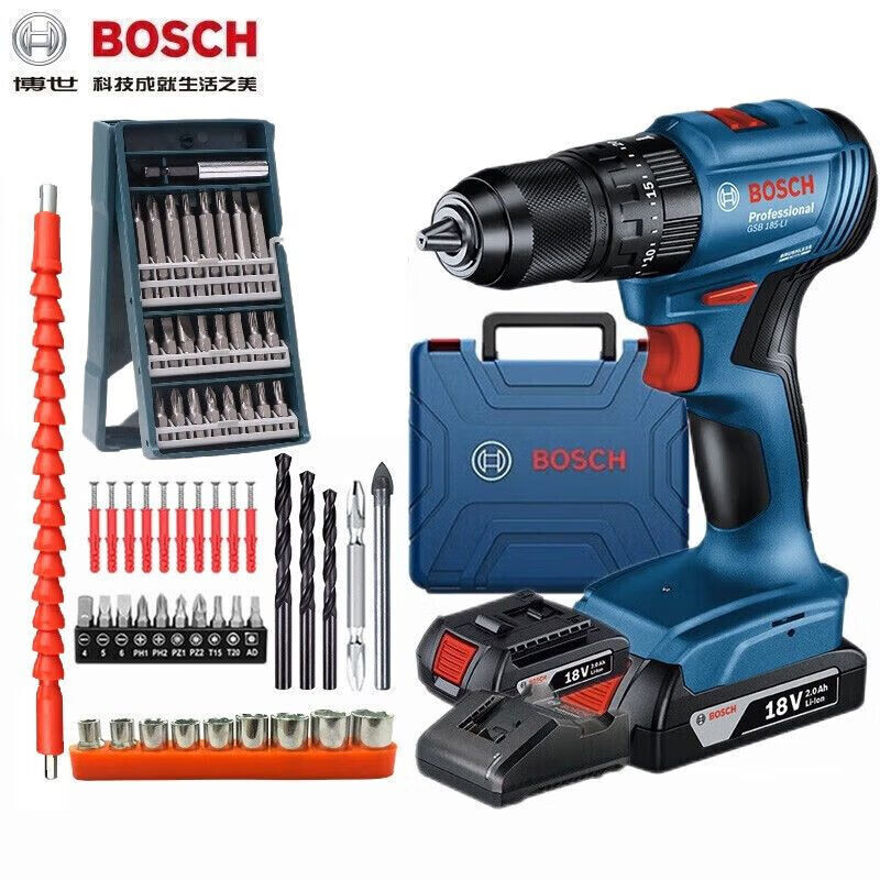 Ударная дрель Bosch GSB185-Li + насадки, кейс