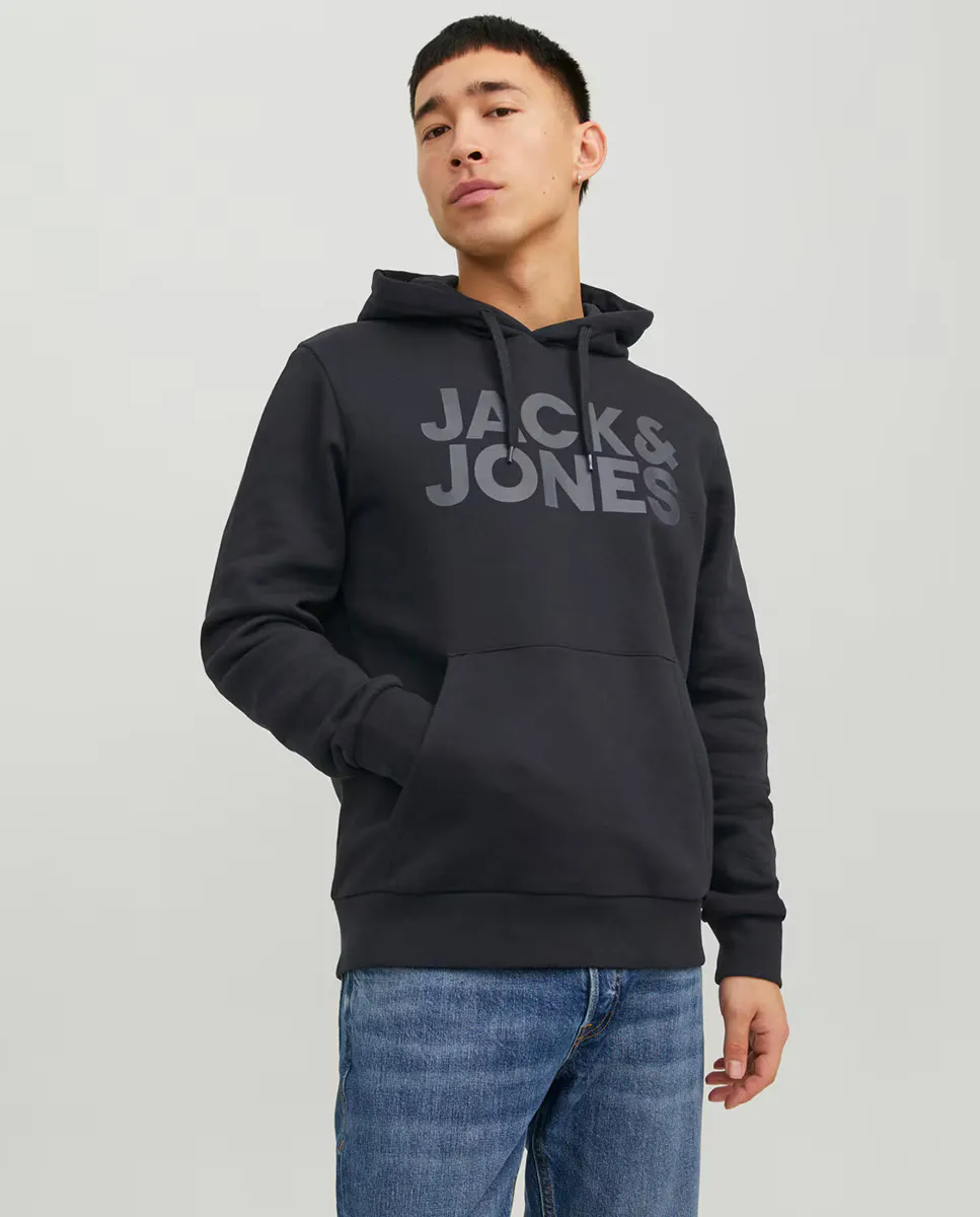 

Синяя мужская толстовка с капюшоном Jack & Jones, черный
