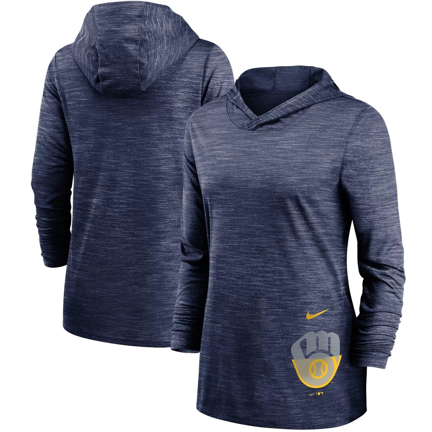

Женская толстовка с капюшоном Nike Heathered Navy Milwaukee Brewers Split Logo Legend, спортивный топ для тренировок Nike