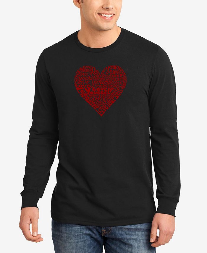 Мужская футболка с длинным рукавом Love Yourself Word Art LA Pop Art, черный