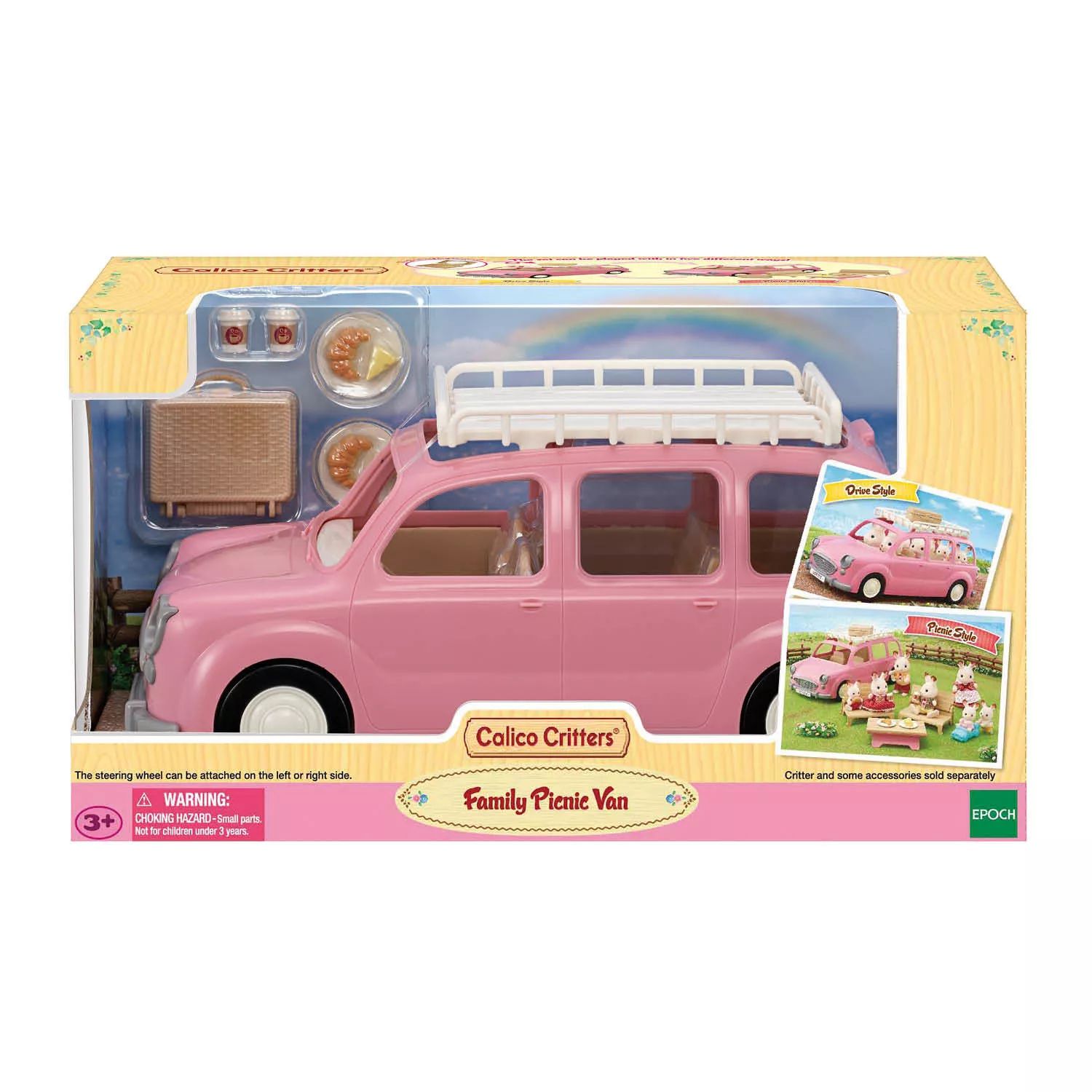 

Семейный фургон для пикника Calico Critters, игрушечный автомобиль для кукол с аксессуарами для пикника Calico Critters