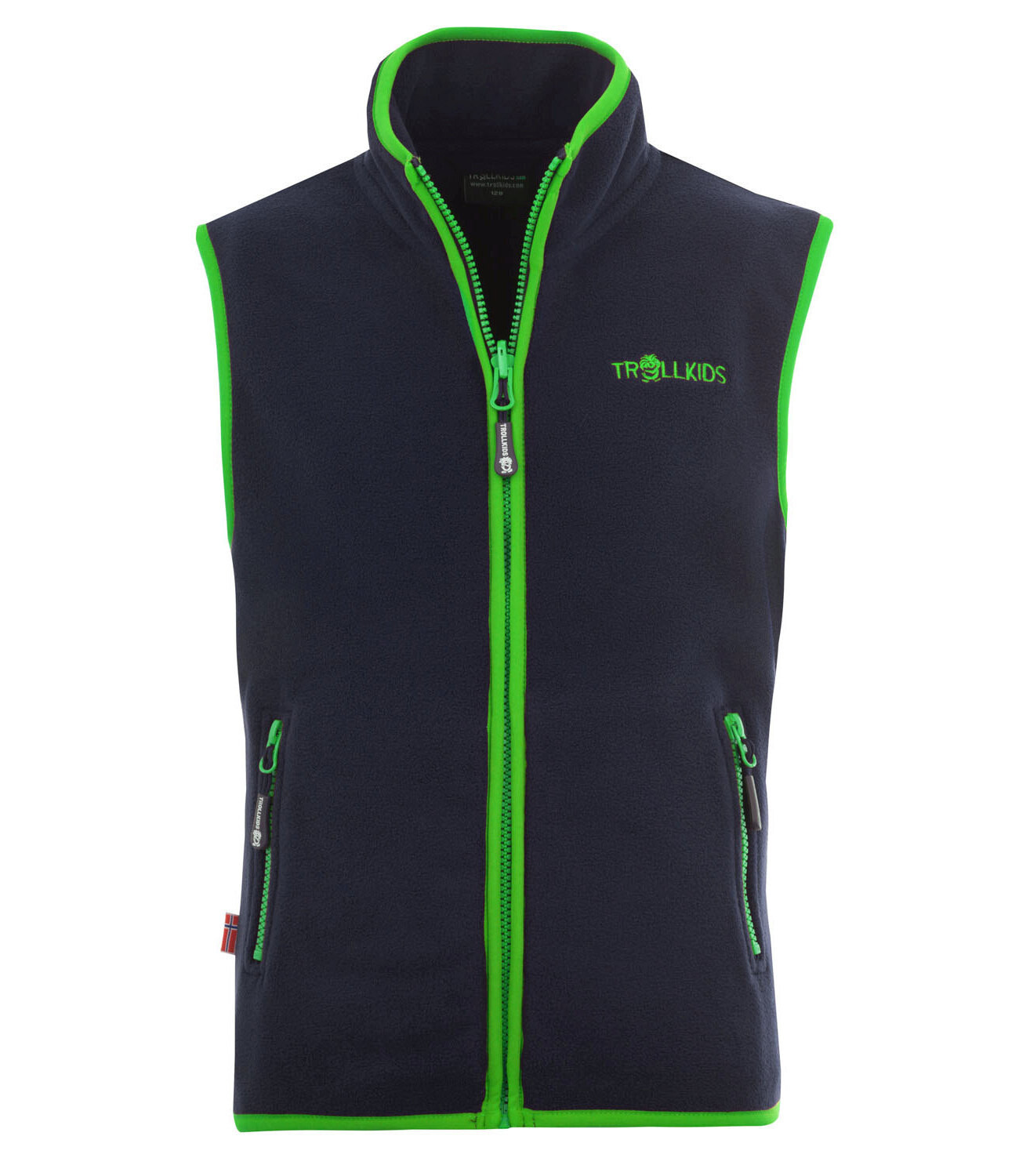 

Утепленный жилет Trollkids Fleece Arendal, цвет Marineblau/Vipergrün