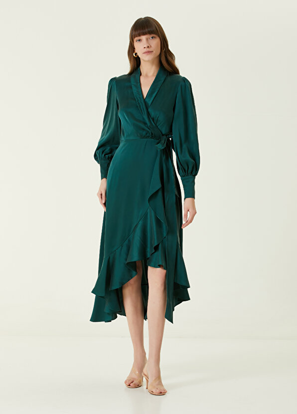 Зеленое шелковое платье-миди Zimmermann