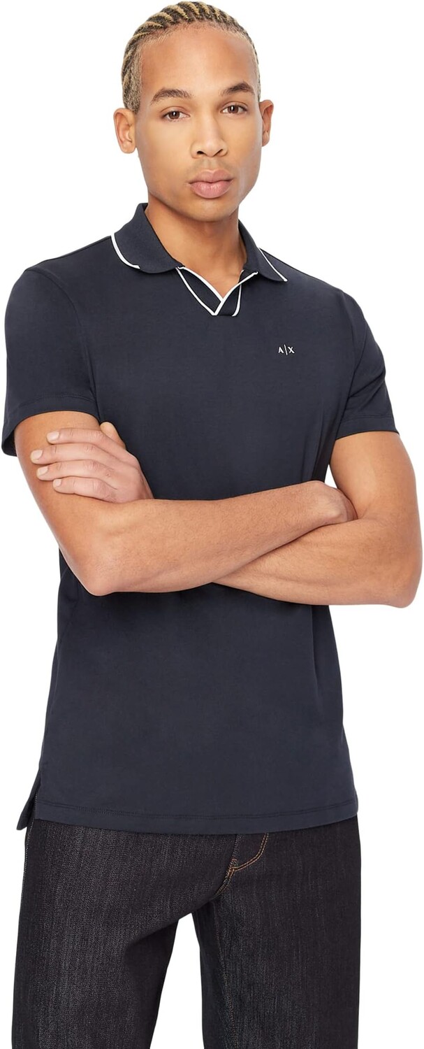 

Рубашка-поло Cotton Stripe Color Polo Shirt Armani Exchange, темно-синий