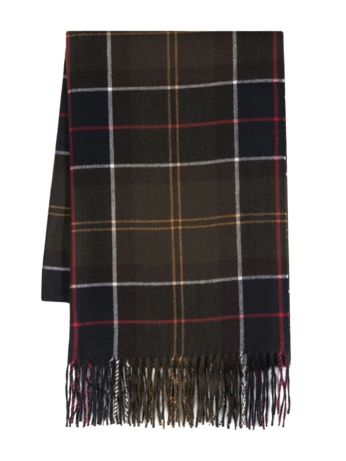 

Barbour клетчатый шарф с бахромой, зеленый
