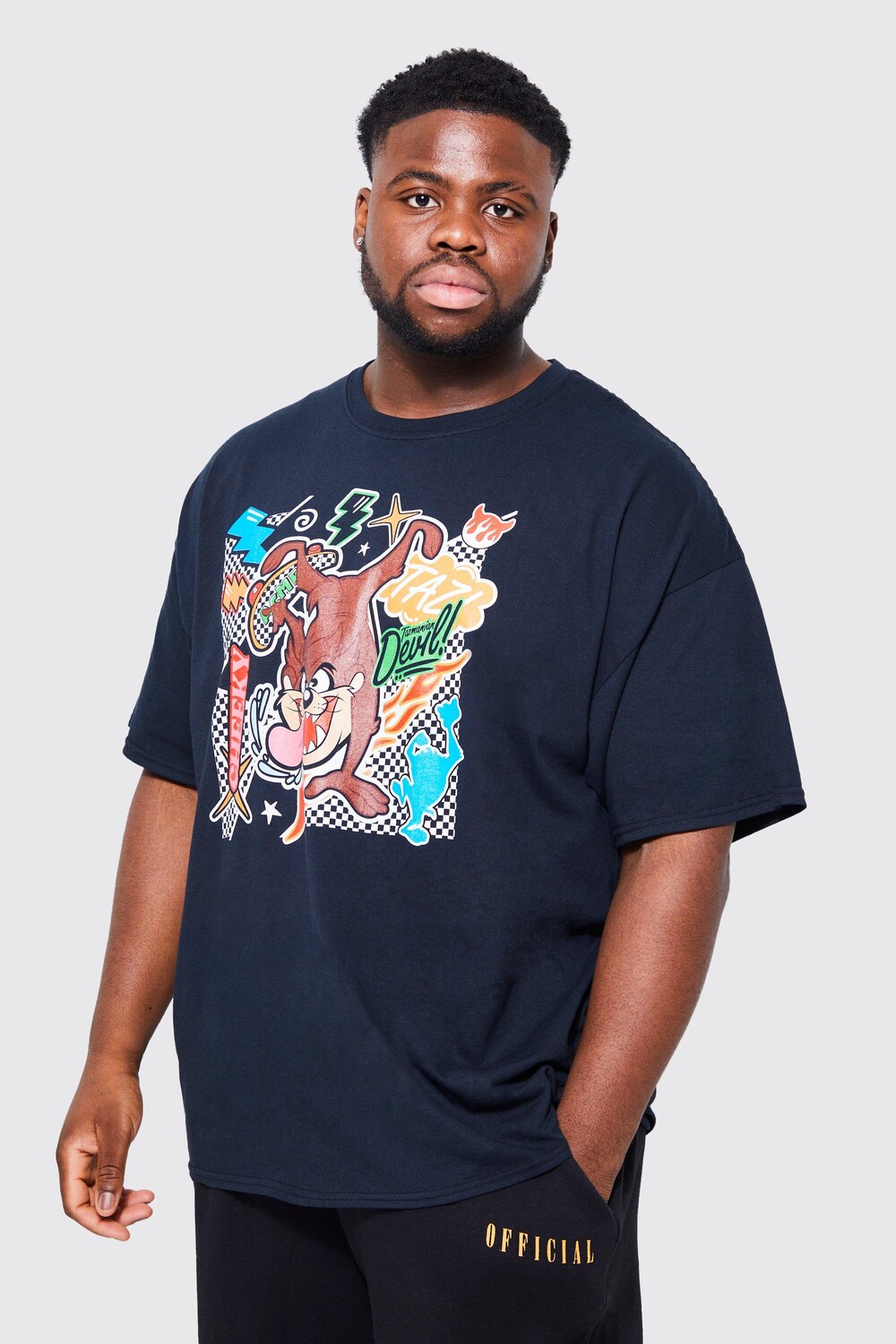 

Футболка plus taz grafitti license Boohoo, черный