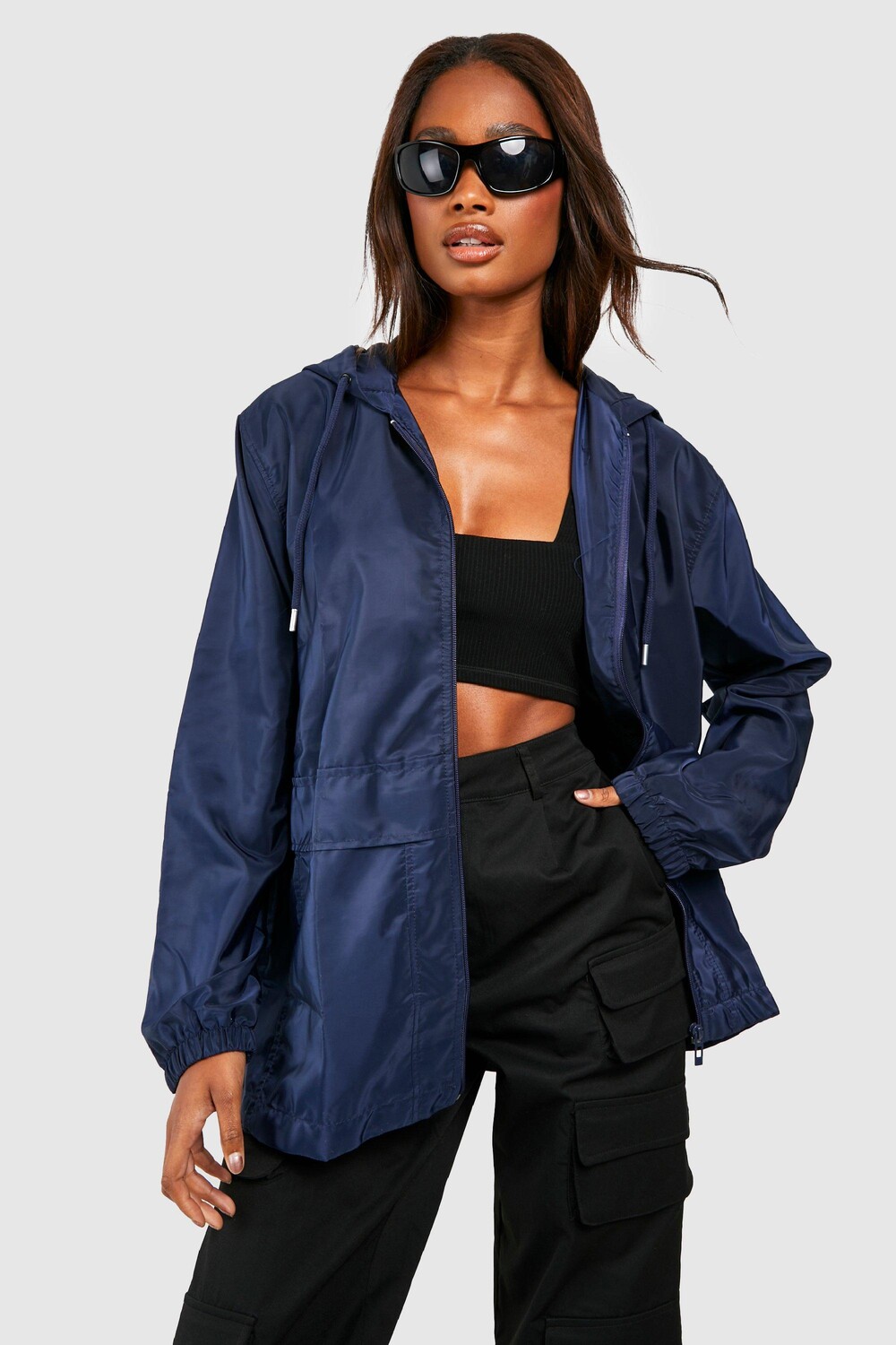 

Фестивальный Mac с капюшоном boohoo, темно-синий