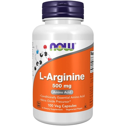 Аминокислотная добавка L-аргинин 500 мг 100 капсул, Now Foods