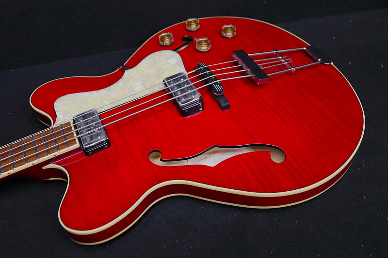 Басс гитара Hofner HCT-500/7-TR Contemporary Verythin Bass Guitar Great UK Vintage Vibe Trans Red Flame Top.