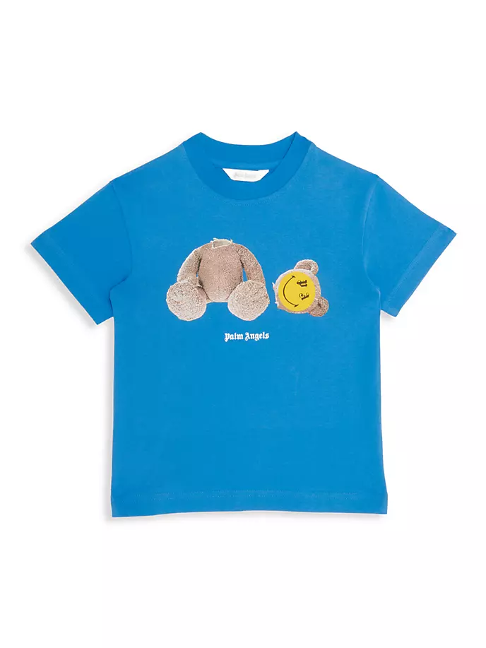 

Детская футболка со смайликом и мишкой Little Kid's & Kids Palm Angels, синий