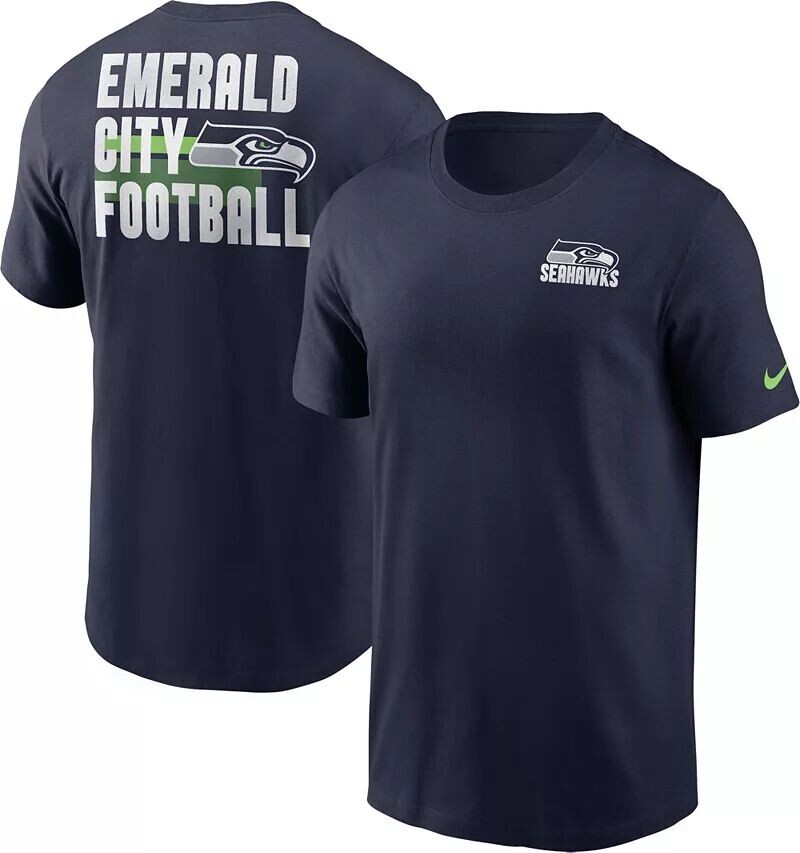 

Мужская темно-синяя футболка с надписью Nike Seattle Seahawks Blitz Back