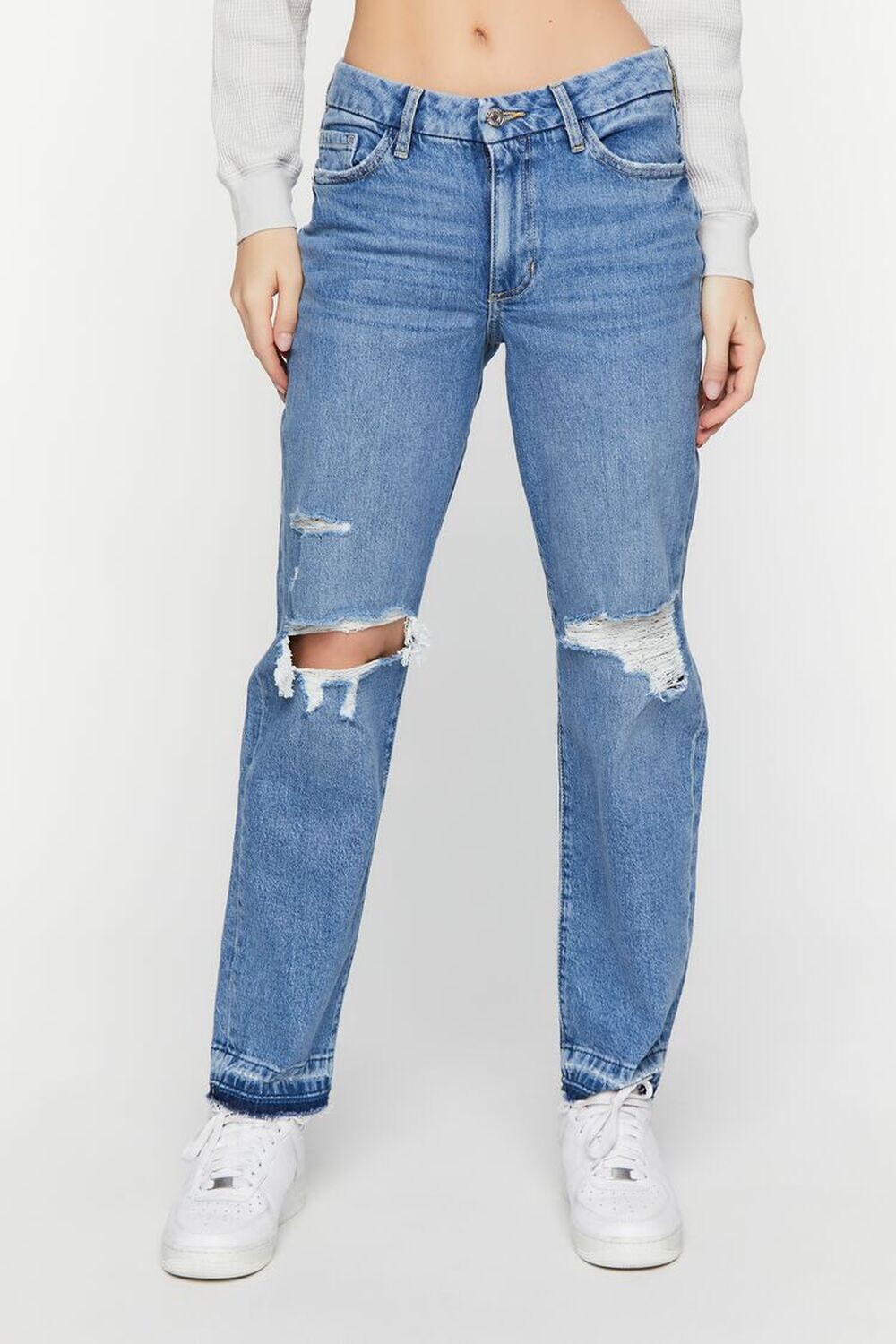 

Джинсы прямого кроя с потертостями из переработанного хлопка Forever 21, деним