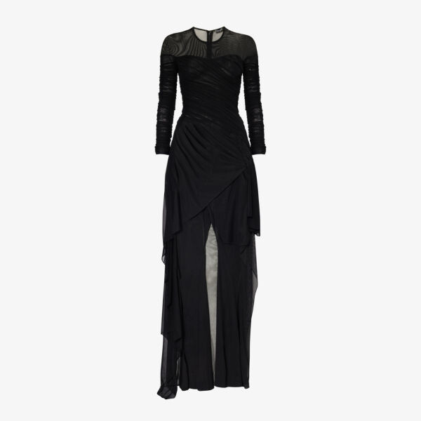 

Расклешенный комбинезон из эластичной ткани с драпировкой Mugler, черный