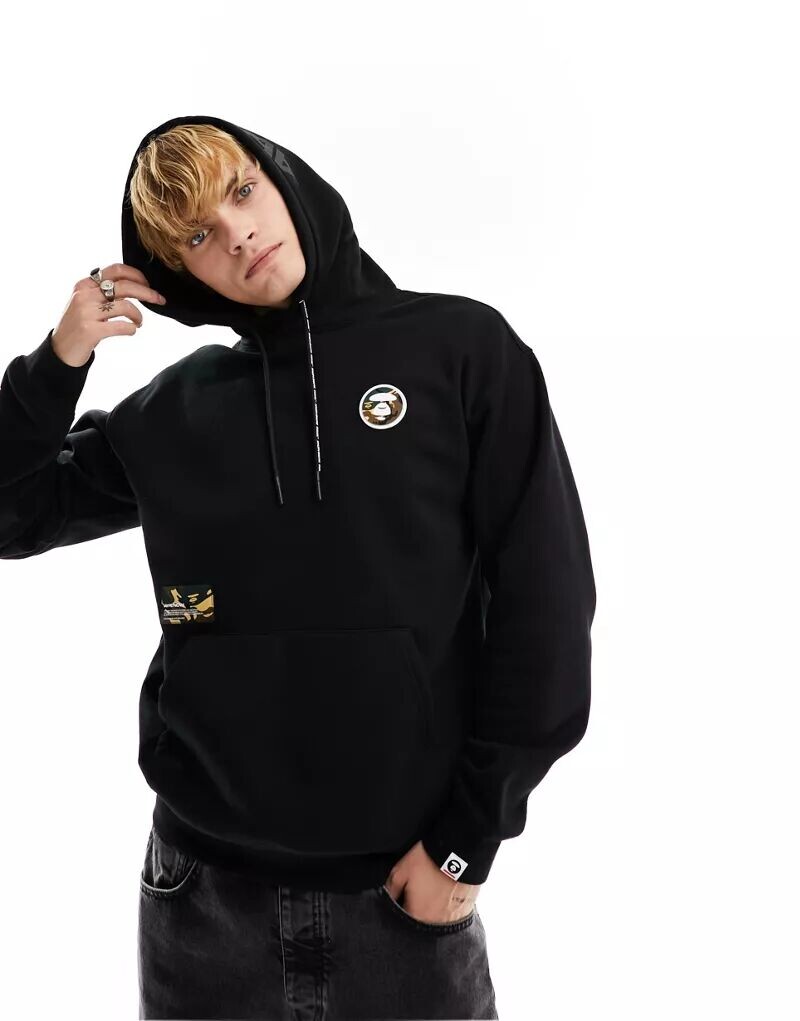 

Черная худи с принтом Now AAPE By A Bathing Ape